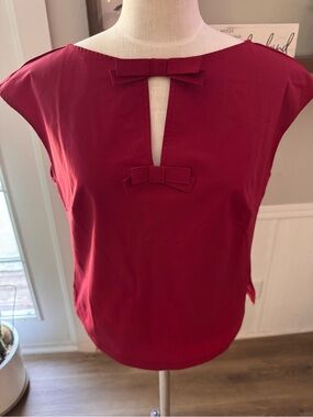 H&M Red Bow-Keyhole Cap Sleeve Top